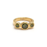 Anillo baño acero baño oro olivina
